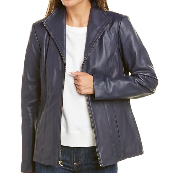 Cole Haan Jackets & Blazers - Cole Haan Navy Faux Leather Jacket